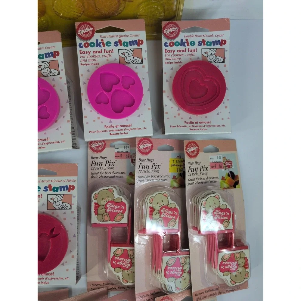 VTG NEW LOT30🩷Wilton Hearts Valentines Cookie Stamp Decor Stencil Cottage Baker